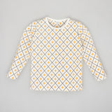 Youmaa 100% Cotton - Unisex Full Length Diamond Checked T-Shirt & Pant Set - Yellow