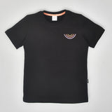 Youmaa-Half Sleeves T-Shirt, with Multi Color Embroidery Soft 100% Cotton Knits -Black