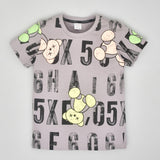 Youmaa- Cartoon Alph Numb Print Tshirt Round Neck Half Sleeves ,Soft 100% Cotton Knits .