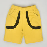 Youmaa- Mustard Comfortable Elasticated Loose Shorts with Tapes ,Soft 100% Cotton