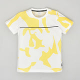 Youmaa-Half Sleeves Abstract Chest Printed T-Shirt,Soft 100% Cotton Knits - Yellow