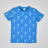 Youmaa-Half Sleeves Printed TShirt ,in Soft 100% Cotton - Blue