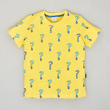 Youmaa-Half Sleeves Printed TShirt ,in Soft 100% Cotton - Yellow