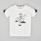 Youmaa-Boys Cool Chest Print Tshirt -Rib Round Neck- Detailing on Half Sleeves  ,CloudTouch Fibre 100% Cotton Knits-Black