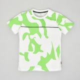 Youmaa-Half Sleeves Abstract Chest Printed T-Shirt,Soft 100% Cotton Knits - Green