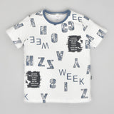 Youmaa-Half Sleeves Round Neck  Alphabetic Print TShirt ,in Soft 100% Cotton - White