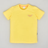 Youmaa-Half Sleeves T-Shirt, with Multi Color Embroidery Soft 100% Cotton Knits -Yellow