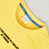 Youmaa-Half Sleeves Alphabetic Print T-Shirt,Soft 100% Cotton Knits - Yellow