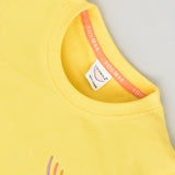 Youmaa-Half Sleeves T-Shirt, with Multi Color Embroidery Soft 100% Cotton Knits -Yellow