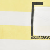 Youmaa Cotton Knit Half Sleeves T-Shirt with Stripe and Pocket - Yellow