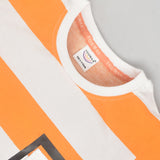 Youmaa Cotton Knit Half Sleeves T-Shirt with Stripe and Pocket - Orange