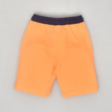 Youmaa- Sporty Elasticated Loose Shorts with Placement Print  ,Soft 100% Cotton Knits -Orange