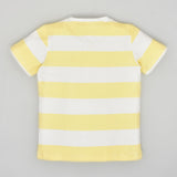 Youmaa Cotton Knit Half Sleeves T-Shirt with Stripe and Pocket - Yellow