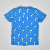 Youmaa-Half Sleeves Printed TShirt ,in Soft 100% Cotton - Blue