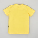 Youmaa-Half Sleeves T-Shirt, with Multi Color Embroidery Soft 100% Cotton Knits -Yellow