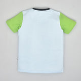 Youmaa-Bright Green Half Sleeves Chest Print T-Shirt,Soft 100% Cotton Knits- Sky Blue