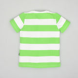 Youmaa Cotton Knit Half Sleeves T-Shirt with Stripe and Pocket - Green