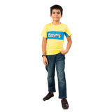 Youmaa-Boys -Half Sleeves Printed T-Shirt-Round Rib Neck in Soft 100%-100% Cotton -Yellow