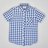 Youmaa 100% Cotton Half Sleeve Checked Collared Shirt Blue