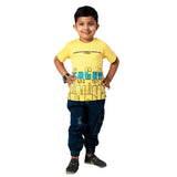 Youmaa-Half Sleeves Alphabetic Print T-Shirt,Soft 100% Cotton Knits - Yellow