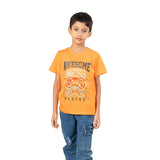 Youmaa-Boys-Half Sleeves Printed T-Shirt-Round Rib Neck in Soft 100%-100% Cotton-Orange