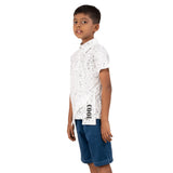 Youmaa Boys -100% Cotton Knits Polo Player-Asymetric Cut shirt - Collared Half Sleeves-Abstract Print -Regular Length- Micro Fibre Cloud Wash Softness-White