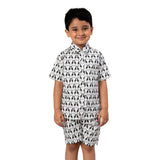 Youmaa-Boys-Printed Cord Set-Collar-Half Sleeves-Twining Shorts -2pc Set-Cotton