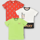 Youmaa-Trio Pack Tshirt-Half Sleeves -Red-White-Green - -Soft Cloud Touch Fibre 100% Cotton Knits