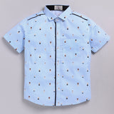 Youmaa Boys Half Sleeves - Shirt With Aop - Blue