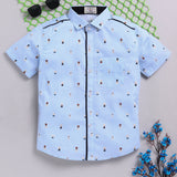 Youmaa Boys Half Sleeves - Shirt With Aop - Blue