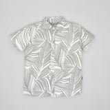 Youmaa-Half Sleeves Shirt ,Trendy Leaf Print in Soft 100% Cotton - Grey