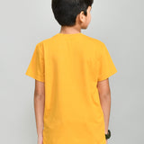 Youmaa 100% Cotton Half Sleeves Round Neck Sports Printed T-Shirt Yellow