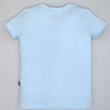 Youmaa 100% Cotton Half Sleeves Round Neck Typographic Printed T-Shirt Light Blue