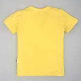 Youmaa 100% Cotton Half Sleeves Round Neck Typographic Printed T-Shirt Yellow