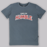 Youmaa 100% Cotton Half Sleeves Round Neck Humble Typographic Printed T-Shirt Grey