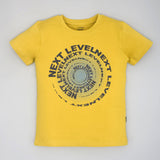 Youmaa 100% Cotton Half Sleeves Round Neck My Typographic World Printed T-Shirt Yellow