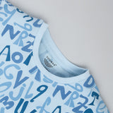 Youmaa 100% Cotton Half Sleeves Round Neck Alphabet Printed T-Shirt Light Blue