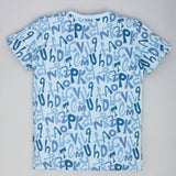 Youmaa 100% Cotton Half Sleeves Round Neck Alphabet Printed T-Shirt Light Blue