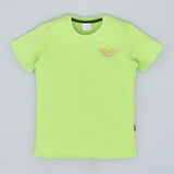 Youmaa-Half Sleeves T-Shirt, with Multi Color Embroidery Soft 100% Cotton Knits -Green