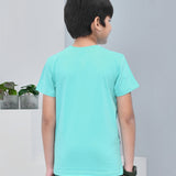 Youmaa 100% Cotton Half Sleeves Forest Graphics Printed T-Shirt - Blue