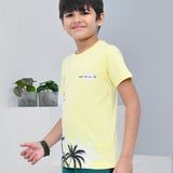 Youmaa 100% Cotton Half Sleeves Forest Graphics Printed T-Shirt - Yellow