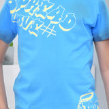 Youmaa 100% Cotton Half Sleeves Typography Printed T-Shirt - Blue