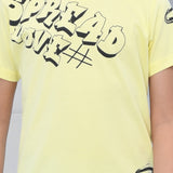 Youmaa 100% Cotton Half Sleeves Typography Printed T-Shirt - Yellow