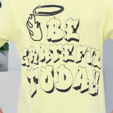 Youmaa 100% Cotton Half Sleeves Typography Printed T-Shirt - Yellow