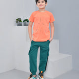 Youmaa 100% Cotton Half Sleeves Yes You Can Typography Printed T-Shirt - Orange