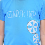Youmaa 100% Cotton Half Sleeves Bicycle Graphics Printed T-Shirt - Blue