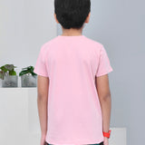 Youmaa 100% Cotton Half Sleeves Airplane Graphics Printed T-Shirt - Pink