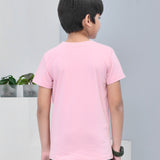 Youmaa 100% Cotton Half Sleeves Typography Printed T-Shirt - Pink