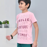 Youmaa 100% Cotton Half Sleeves Typography Printed T-Shirt - Pink