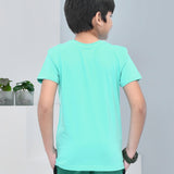 Youmaa 100% Cotton Half Sleeves Abstract Printed T-Shirt - Green